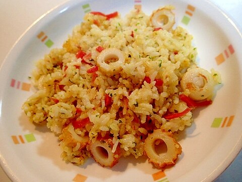 竹輪と紅生姜のカレー風味チャーハン♪